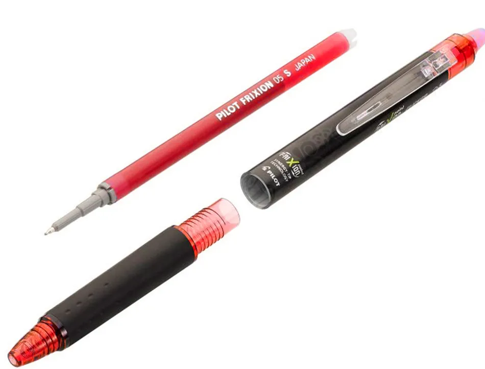 Roller pilot frixion point clicker 05 encre gel thermosensible effacable rechargeable rouge