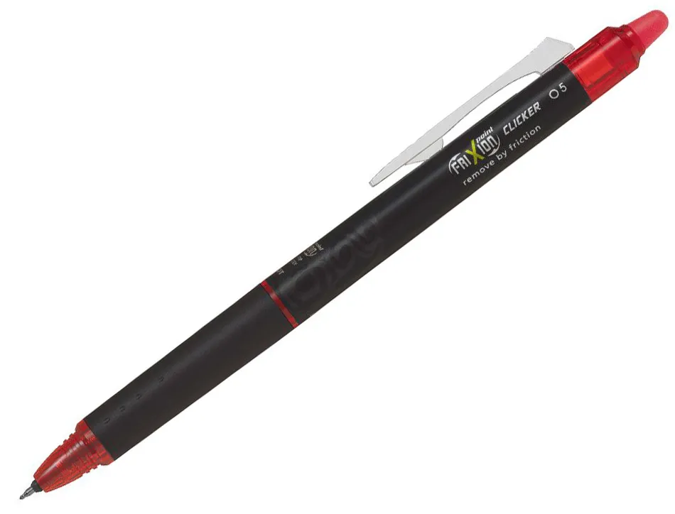 Roller pilot frixion point clicker 05 encre gel thermosensible effacable rechargeable rouge