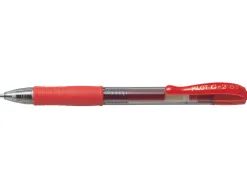 Roller pilot g2+ 7 ecriture moyenne 0.4mm encre gel retractable rechargeable corps translucide grip caoutchouc rouge