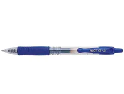Roller pilot g2+ 5 ecriture fine 0.3mm encre gel retractable rechargeable corps translucide grip caoutchouc bleu