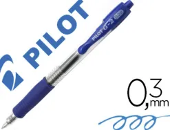 Roller pilot g2+ 5 ecriture fine 0.3mm encre gel retractable rechargeable corps translucide grip caoutchouc bleu