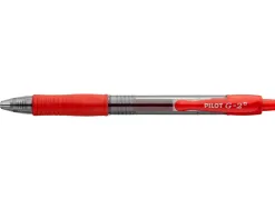 Roller pilot g2+ 5 ecriture fine 0.3mm encre gel retractable rechargeable corps translucide grip caoutchouc rouge