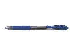 Roller pilot g2 10 ecriture moyenne 0.6mm encre gel retractable rechargeable corps translucide grip caoutchouc bleu