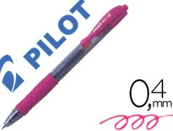 Roller pilot g2+ 7 fun ecriture moyenne 0.4mm encre gel retractable corps translucide grip caoutchouc rose