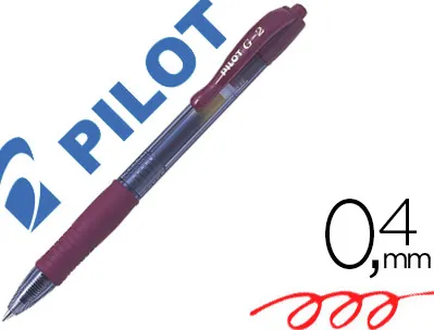 Roller pilot g2+ 7 fun ecriture moyenne 0.4mm encre gel retractable corps translucide grip caoutchouc bordeaux