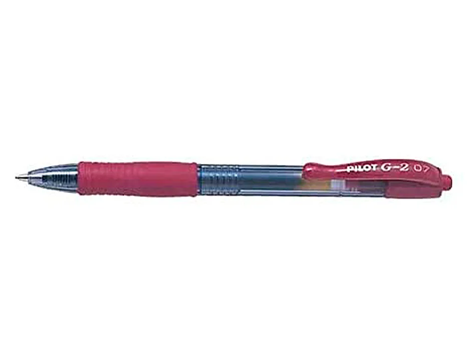 Roller pilot g2+ 7 fun ecriture moyenne 0.4mm encre gel retractable corps translucide grip caoutchouc bordeaux