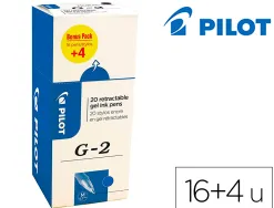 Roller pilot g2 pointe méta l conique 0,7mm bille carbure tungstène encre visible coloris bleu pack 16 + 4 offerts
