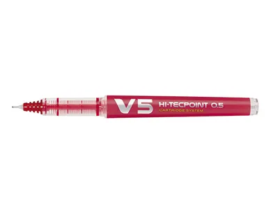 Roller pilot v5 rechargeable écriture fine 0.3mm niveau encre liquide visible écologique régulateur débit rouge