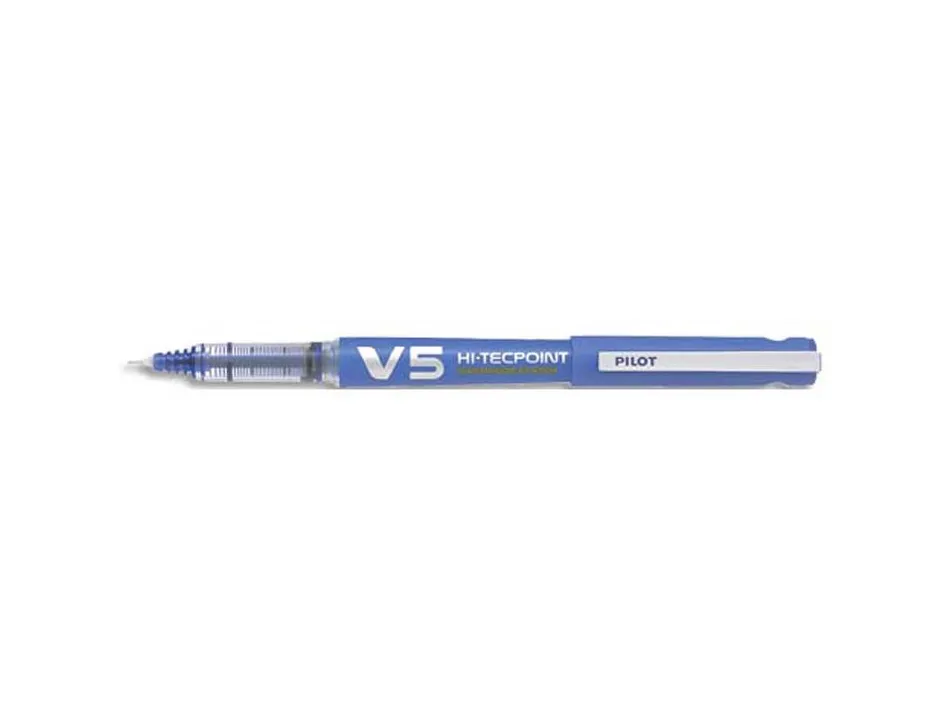 Roller pilot v5 rechargeable écriture fine 0.3mm niveau encre liquide visible écologique régulateur débit bleu