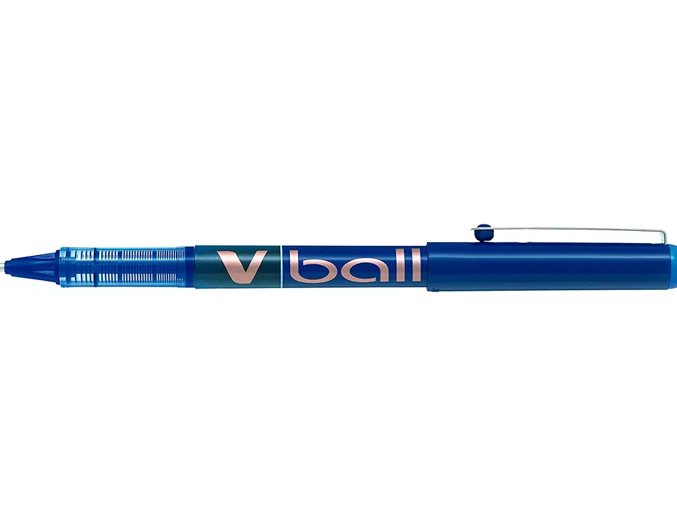 Roller pilot vball 1.0 écriture 0.7mm encre liquide niveau visible pointe conique 1mm clip métal coloris bleu
