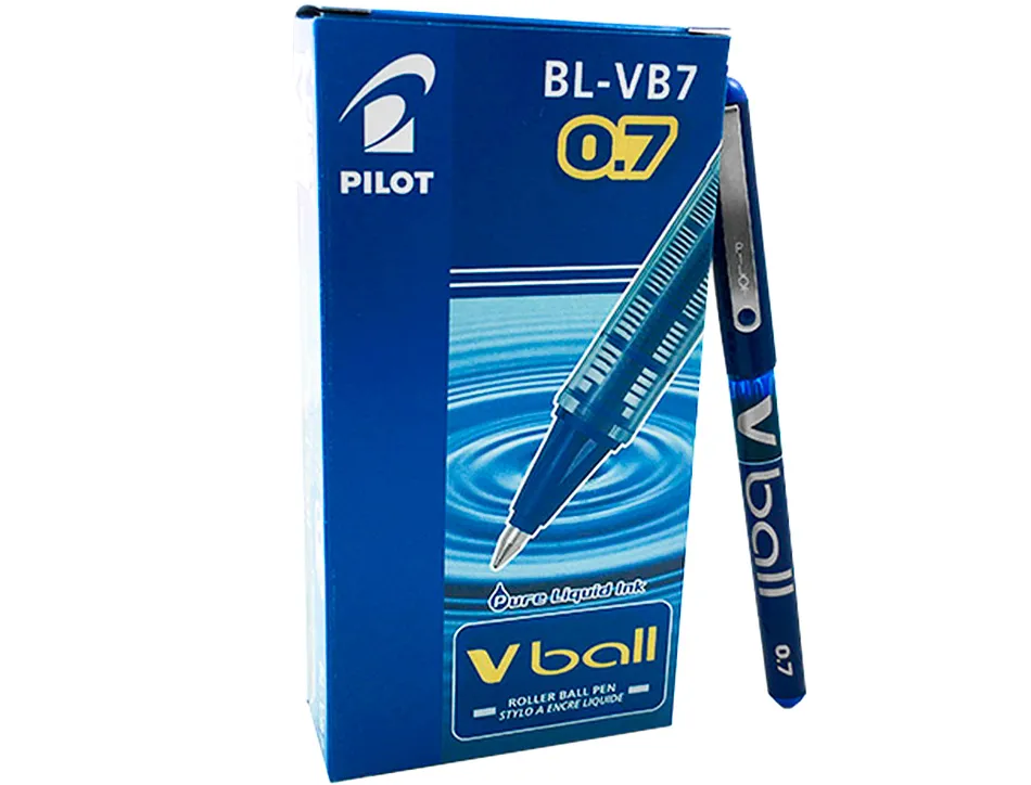 Roller pilot vball 7 écriture moyenne 0.5mm encre liquide niveau visible régulateur débit clip métal coloris bleu