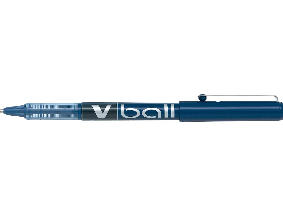 Roller pilot vball 5 écriture fine 0.3mm encre liquide niveau visible régulateur débit clip métal coloris bleu