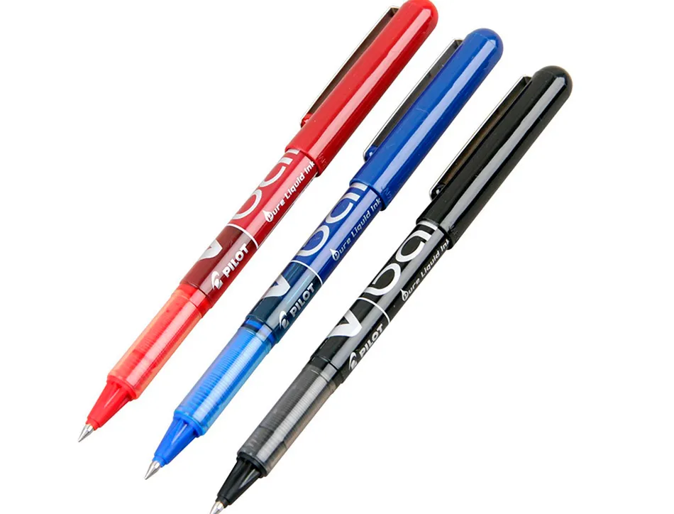 Roller pilot vball 5 écriture fine 0.3mm encre liquide niveau visible régulateur débit clip métal coloris bleu
