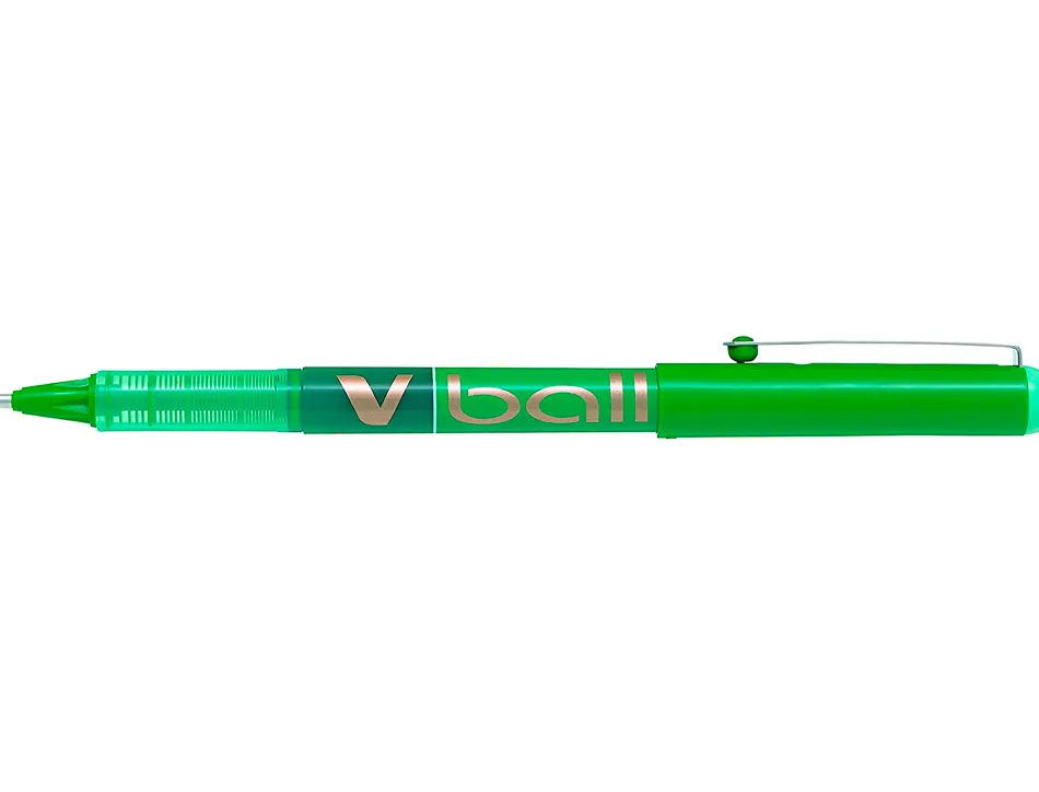 Roller pilot vball 1.0 écriture 0.7mm encre liquide niveau visible pointe conique 1mm clip métal coloris vert