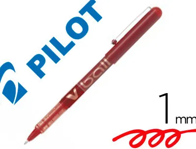Roller pilot vball 1.0 écriture 0.7mm encre liquide niveau visible pointe conique 1mm clip métal coloris rouge