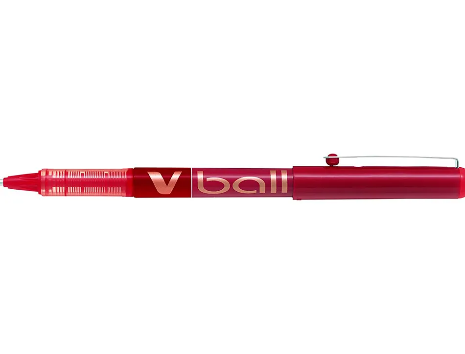 Roller pilot vball 1.0 écriture 0.7mm encre liquide niveau visible pointe conique 1mm clip métal coloris rouge