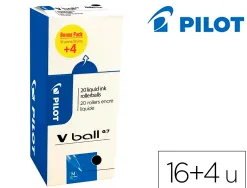 Roller pilot vball 07 pointe metal conique encre liquide coloris noir pack 16 + 4 gratuits