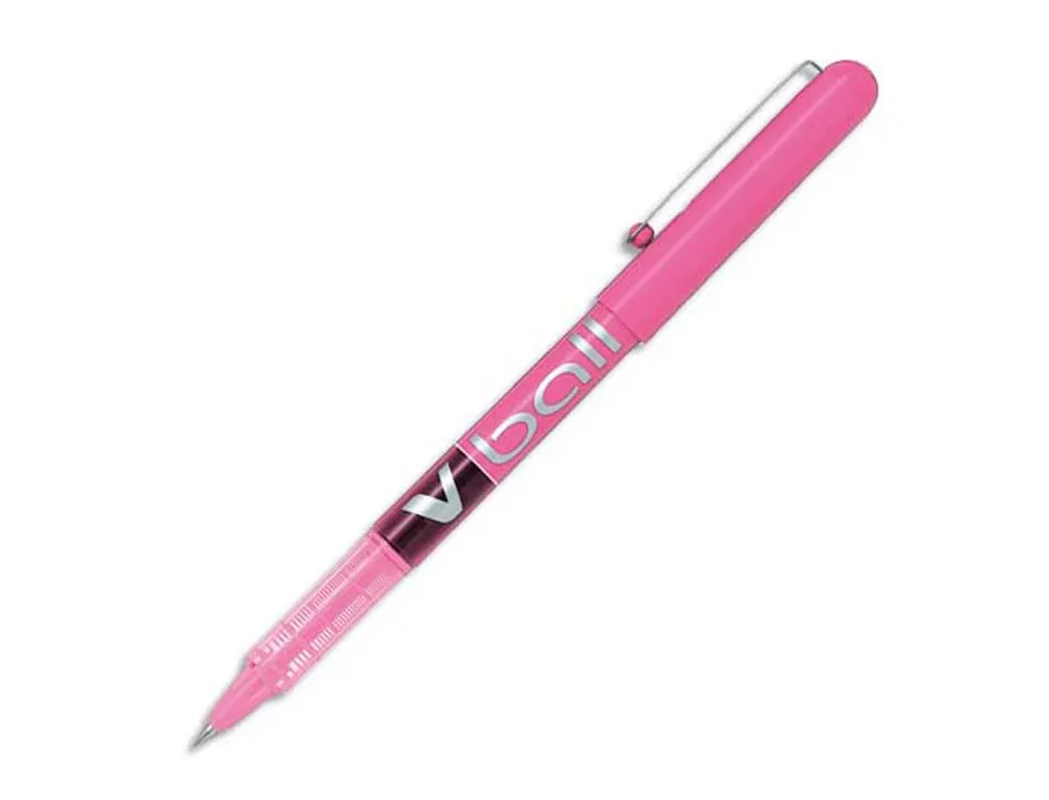 Roller pilot v-ball 5 pointe metal 0,3mm encre liquide coloris rose