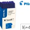 Roller pilot vball 07 pointe metal conique encre liquide coloris bleu pack 16 + 4 gratuits