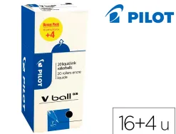 Roller pilot vball 05 pointe metal conique encre liquide coloris noir pack 16 + 4 gratuits