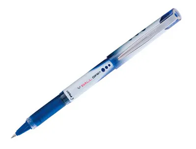 Roller pilot vball grip écriture large 1mm pointe acier inoxydable niveau encre liquide visible grip caoutchouc bleu
