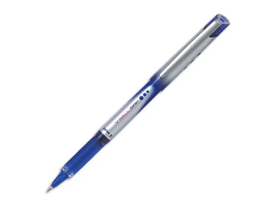 Roller pilot vball grip écriture moyenne 0.7mm pointe acier inoxydable niveau encre liquide visible grip caoutchouc bleu