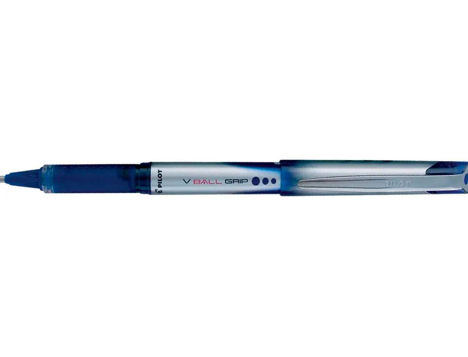Roller pilot vball grip écriture moyenne 0.7mm pointe acier inoxydable niveau encre liquide visible grip caoutchouc bleu