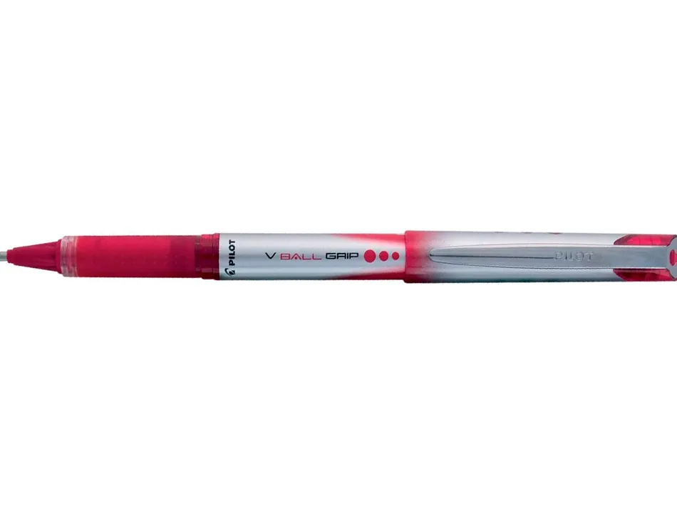 Roller pilot vball grip écriture moyenne 0.7mm pointe acier inoxydable niveau encre liquide visible grip rouge