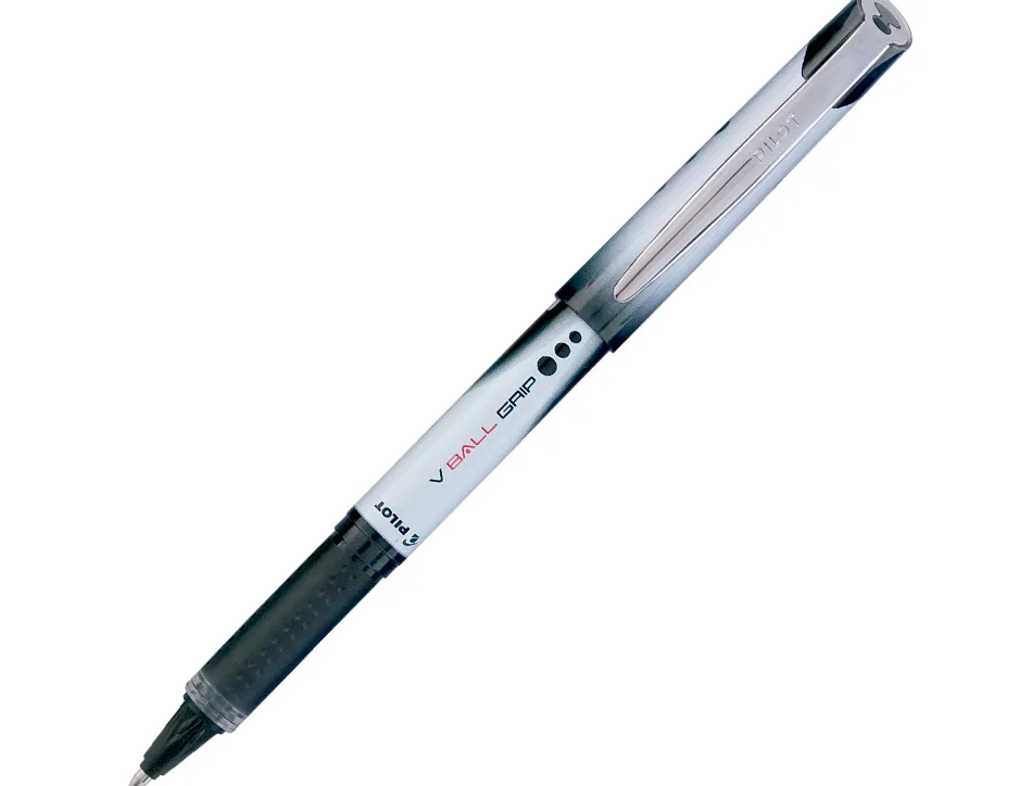 Roller pilot vball grip écriture large 1mm pointe acier inoxydable niveau encre liquide visible grip caoutchouc noir