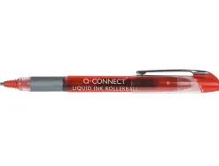 Roller q-connect écriture 0.5mm pointe moyenne 0.7mm grip caoutchouc corps transparent encre liquide couleur rouge