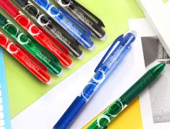 Roller q-connect écriture moyenne 0.7mm encre effaçable grip préhension gomme sertie coloris vert