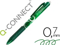 Roller q-connect écriture moyenne 0.7mm encre effaçable grip préhension gomme sertie coloris vert