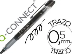 Roller q-connect écriture 0.5mm pointe moyenne 0.7mm grip caoutchouc corps transparent encre liquide couleur noir