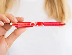 Roller q-connect écriture moyenne 0.7mm encre effaçable grip préhension gomme sertie coloris rouge