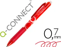 Roller q-connect écriture moyenne 0.7mm encre effaçable grip préhension gomme sertie coloris rouge