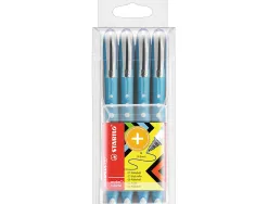 Roller stabilo worker colorful pointe en metal corps plastique encre liquide pochette de 4u