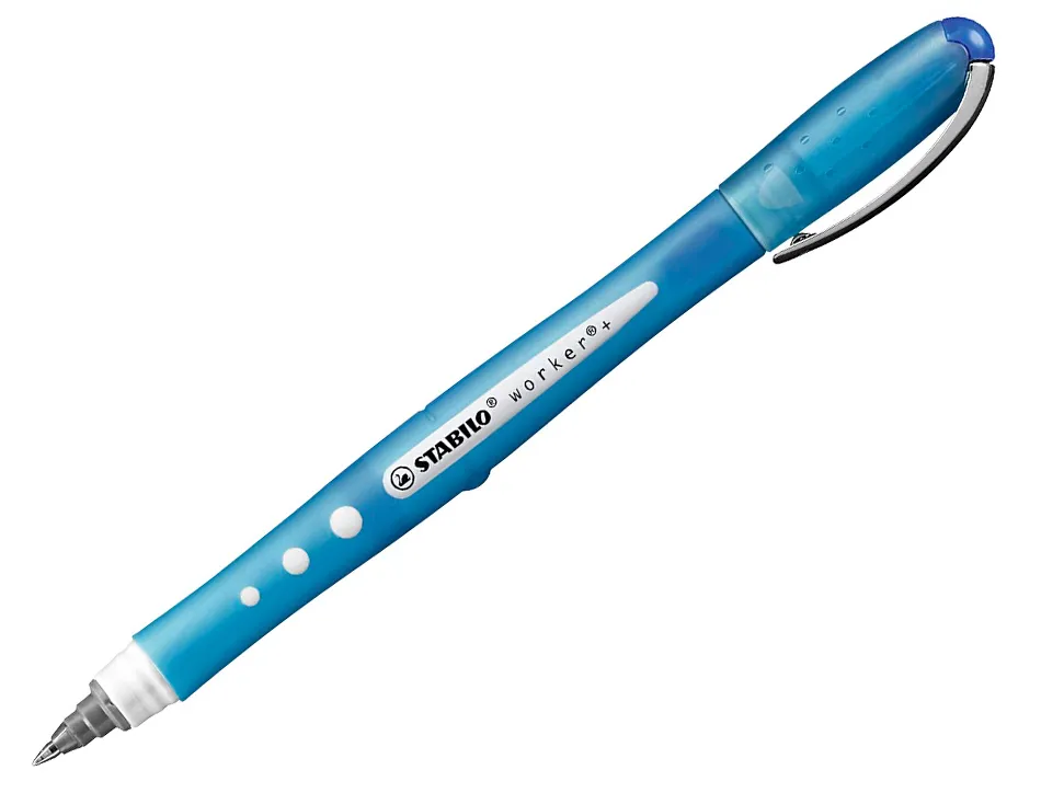Roller stabilo worker colorful pointe en metal corps plastique encre liquide pochette de 4u