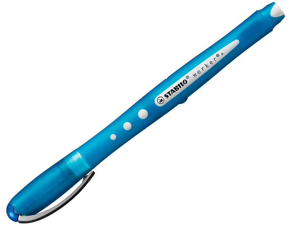 Roller stabilo worker colorful pointe en metal corps plastique encre liquide pochette de 4u