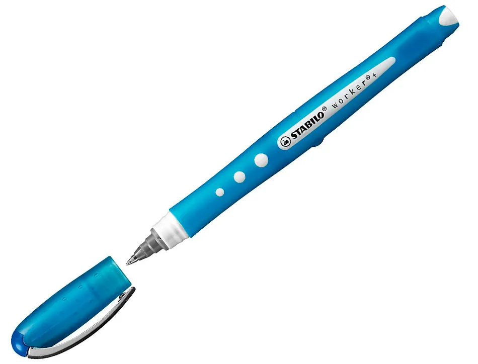 Roller stabilo worker colorful pointe en metal corps plastique encre liquide pochette de 4u