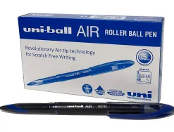 Roller uniball air encre liquide résistante pointe moyenne tracé 0.5mm coloris bleu