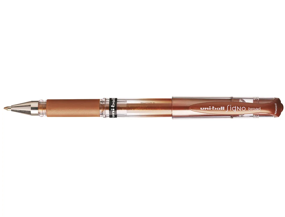 Roller uniball encre gel signo broad ecriture large bronze
