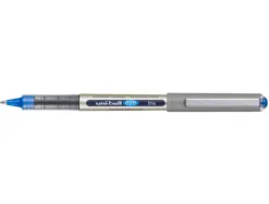 Roller uniball eye plastique recycle encre liquide ecriture moyenne pointe metal coloris bleu