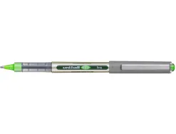 Roller uniball eye plastique recycle encre liquide ecriture moyenne pointe metal coloris vert clair