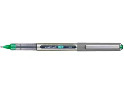 Roller uniball eye plastique recycle encre liquide ecriture moyenne pointe metal coloris vert