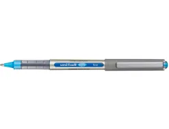 Roller uniball eye plastique recycle encre liquide ecriture moyenne pointe metal coloris turquoise