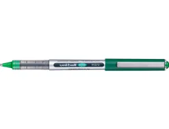 Roller uniball eye plastique recycle encre liquide ecriture fine pointe metal coloris vert