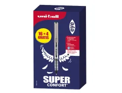 Roller uniball eye pointe metal ecriture fine boite de 16 + 4 rollers gratuits noirs
