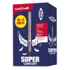 Roller uniball eye pointe metal ecriture fine boite de 16 + 4 rollers gratuits rouge
