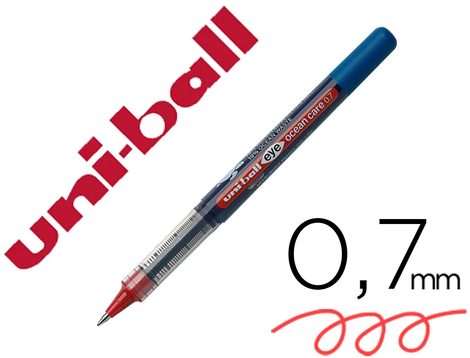 Roller uniball ocean care ecriture moyenne pointe 0,7mm encre liquide rouge