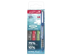 Roller uniball ocean care ecriture moyenne pointe 0,7mm encre liquide coloris assortis pochette 4 unites